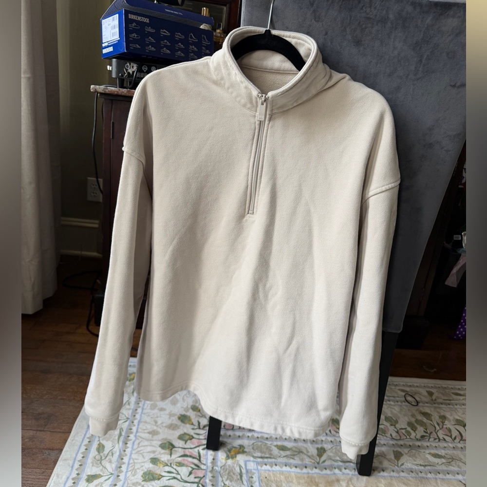 ALO Women’s Off-White/Very Light Pink Quarter Zip Size S